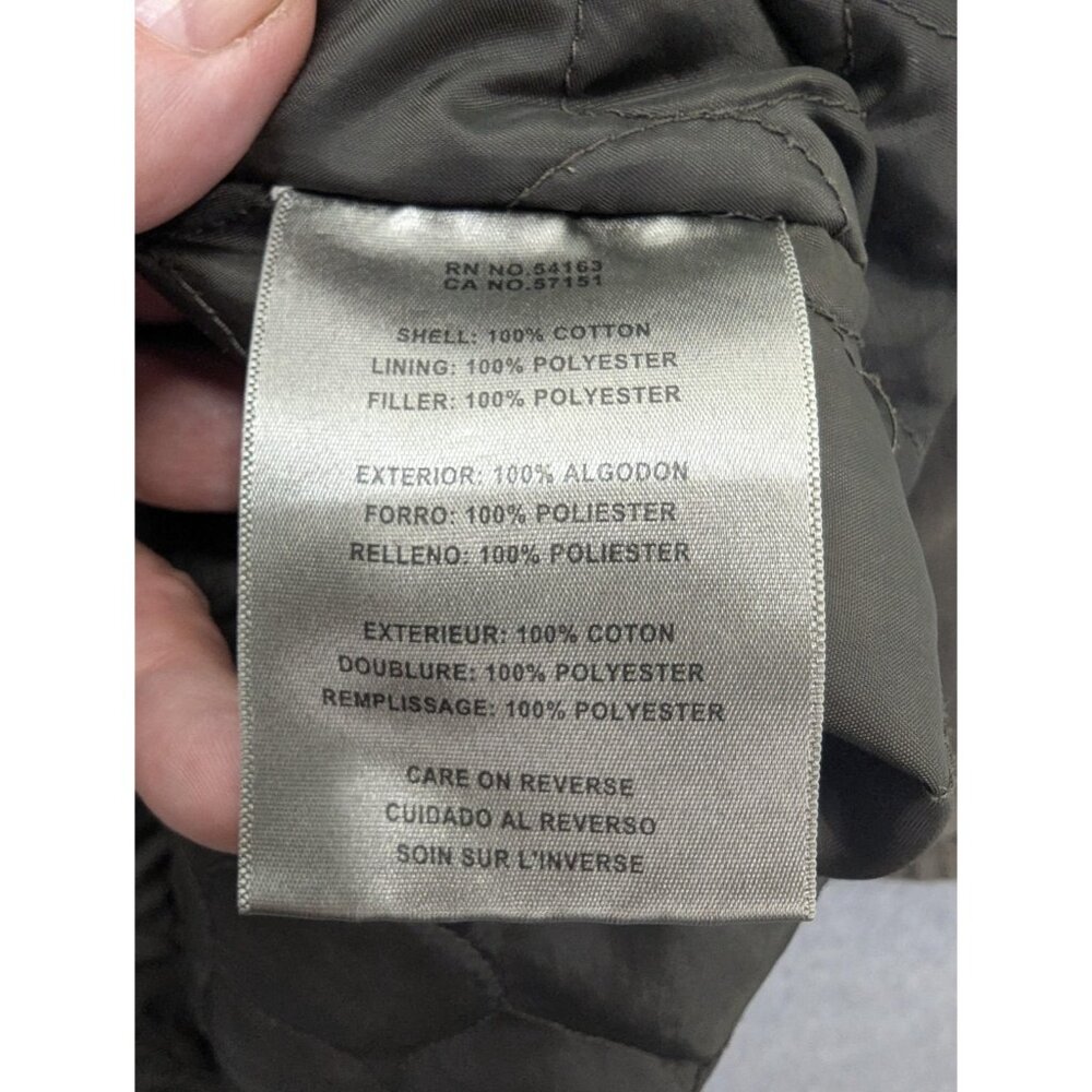 Levis Jacket Mens Large Green Hooded Quilted Canvas Parka Zip Pockets Lined - Picture 12 of 13
